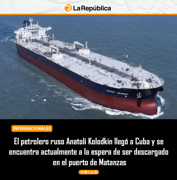 El petrolero ruso Anatoli Kolodkin llegó a Cuba y se encuentra actualmente a la espera de ser descargado en el puerto de Matanzas - Cover Image